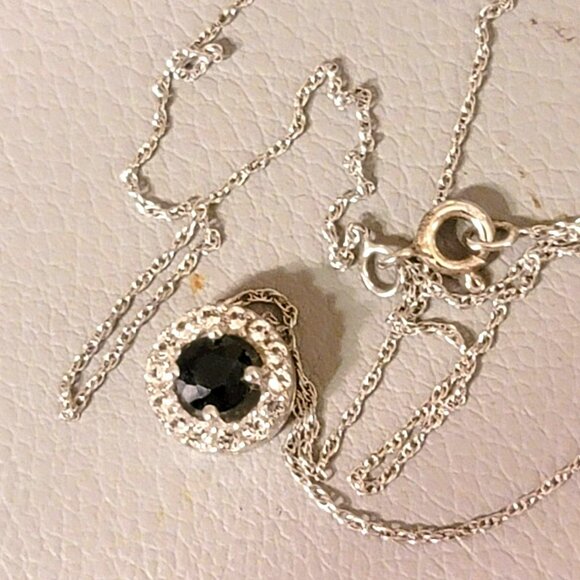 Sterling Silver Blue Sapphire & Diamond Necklace & Earrings Sept Birthstone DH1 - Picture 4 of 16